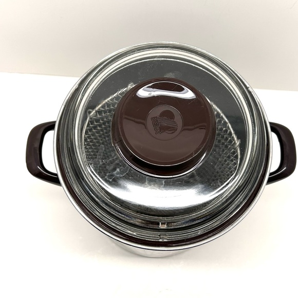 Vintage BEKA French Enamel Asparagus Steamer Brown 26cm Tall Retro Cookware - Picture 3 of 12